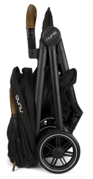 Nuna stroller folded.