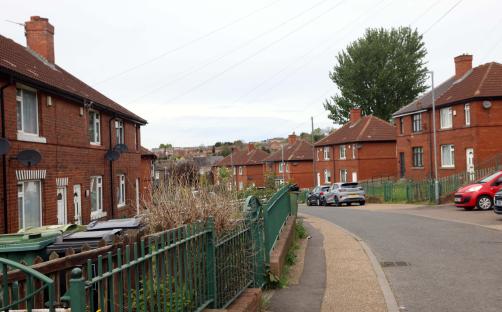 Street scene in Moorside, Dewsbury, where the Karen Matthews kidnap took place.