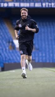 TV and radio presenter Sam Thompson will take on a mammoth 260-mile endurance challenge, named: ‘Match Ball Mission’ for Soccer Aid for UNICEF. The challenge starts at last year’s stadium, Stamford Bridge, in London and ends at the home of this year’s match, Old Trafford, in Manchester. All to raise vital funds to support UNICEF’s work for children around the world. Photographed by Daniel Hambury for UNICEF UK and Soccer Aid Productions. ©Ã¯¸UNICEF/Soccer Aid Productions/Stella Pictures. For further information, please contact pictures@socceraidproductions.com