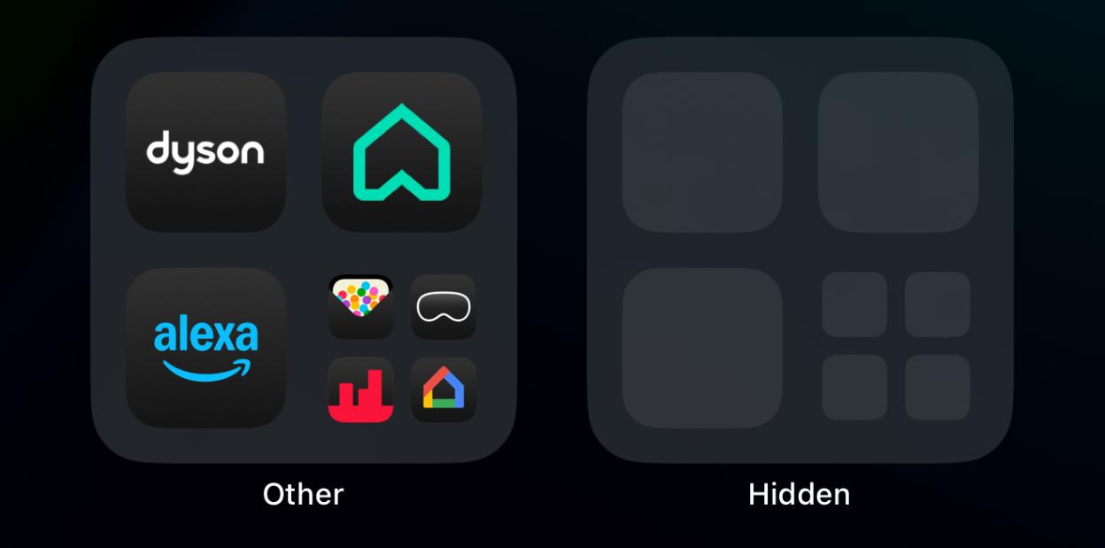 App icons: visible and hidden.