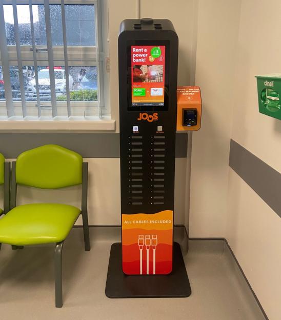 Joos mobile phone charging unit at Hull Royal Infirmary.