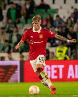 Brandon Williams of Manchester United in action during a soccer match.