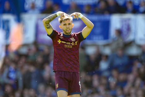 Julio Enciso of Ipswich Town celebrating a goal.