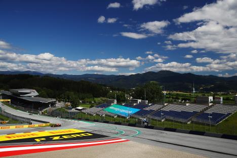 Formula One race car on track at the Red Bull Ring.