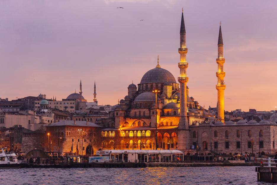 Istanbul mosque at sunset.