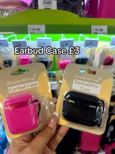 Pink and black earbud cases for £3.