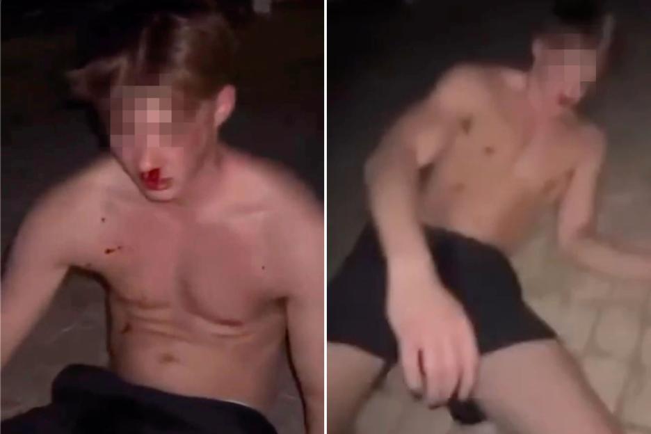 Sick moment Brit tourist is kicked in head ‘by gang trying to steal his phone’ as cops arrest five 17-year-old boys