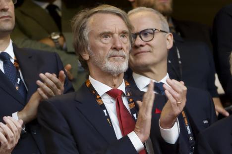 Sir Jim Ratcliffe applauding at the UEFA Europa League Final.