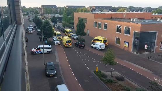 Emergency vehicles at the scene of an incident.