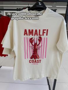 Cream-colored graphic tee with a lobster illustration and