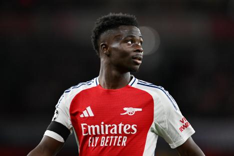 Bukayo Saka of Arsenal during a UEFA Champions League match.