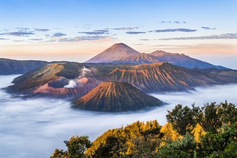 Sunrise over Mount Bromo in Java, Indonesia.
