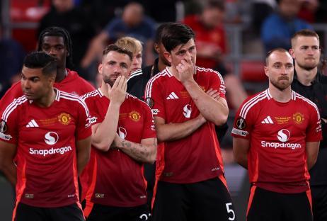Dejected Manchester United players after a match.