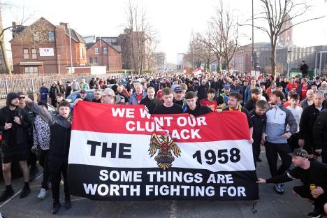 Manchester United fans protesting the Glazer's ownership.