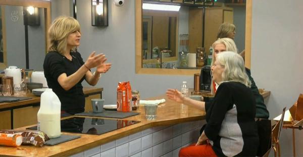 Screenshot of Ann Widdecombe and Rachel Johnson arguing on a Channel 5 reality television show.