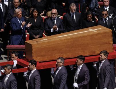 Pope Francis's coffin carried at his funeral.