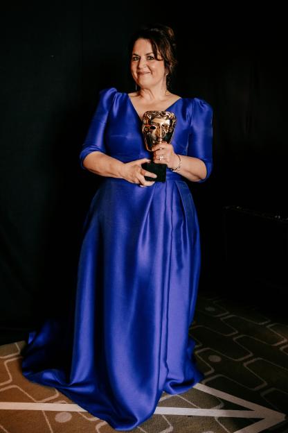 Ruth Jones backstage during the 2025 BAFTA Television Awards.