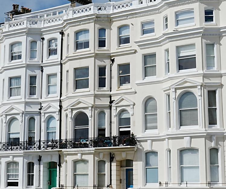 Row of Victorian terraced houses in Hove, England.