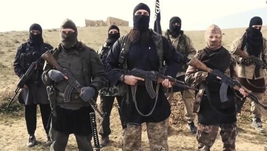 ISIS propaganda photo of masked militants in Syria.