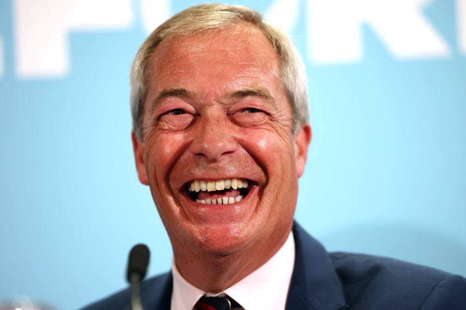 Nigel Farage at a press conference.
