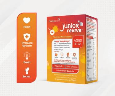 Junior Revive vitamin and mineral supplement box for ages 4-12.