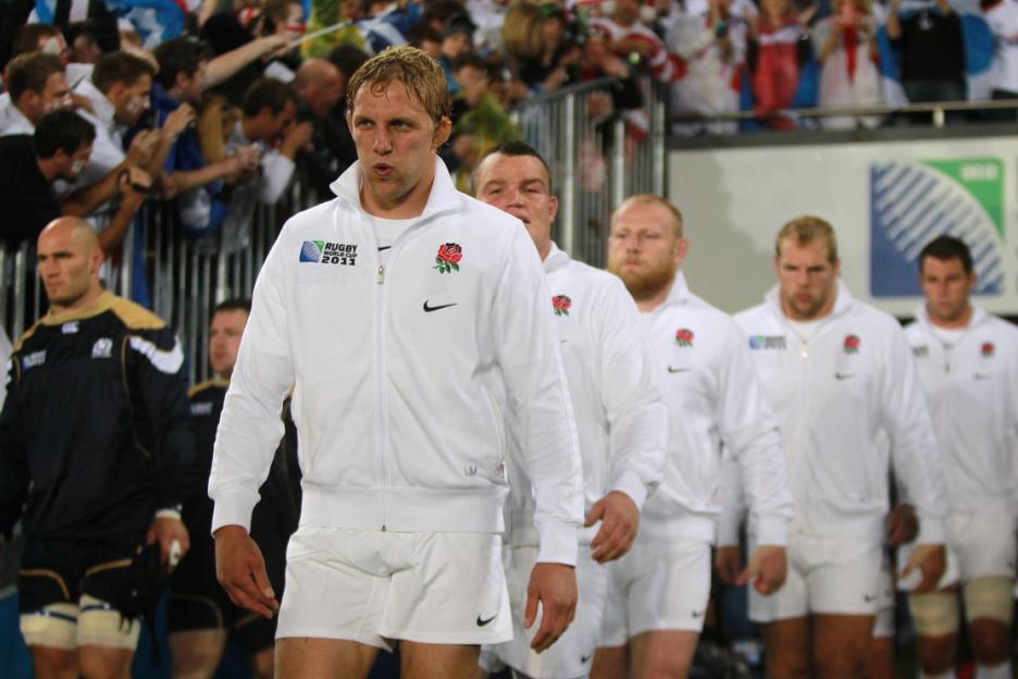 Rugby Union - Rugby World Cup 2011 - Pool B - England v Scotland - Eden Park. England's Lewis Moody leads out his side for the start of the match