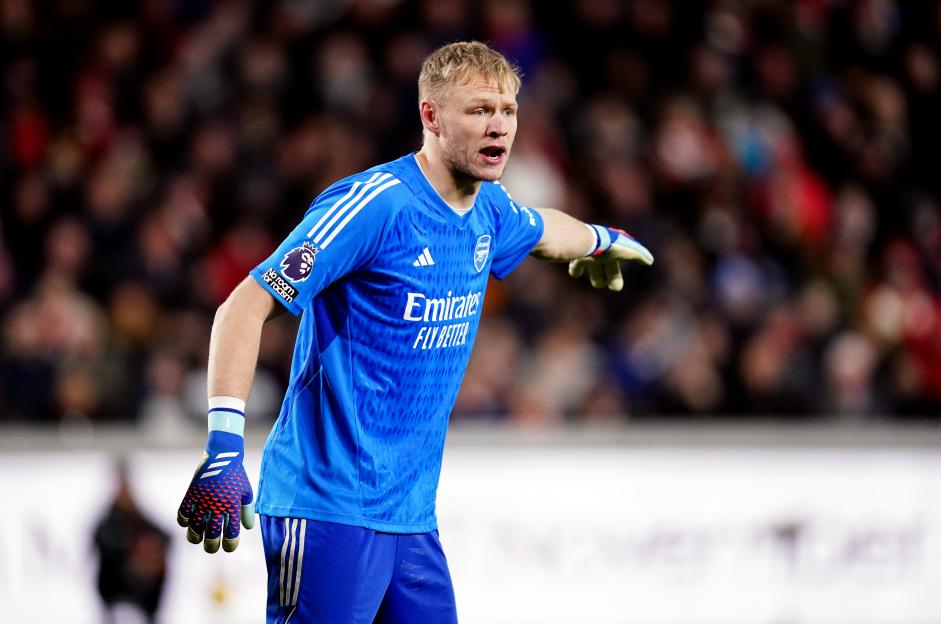 Aaron Ramsdale, Arsenal goalkeeper, in a blue jersey.