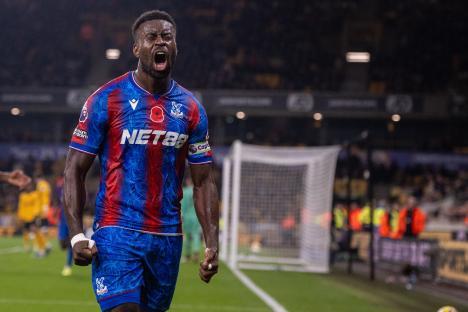 Marc Guehi of Crystal Palace celebrating a goal.