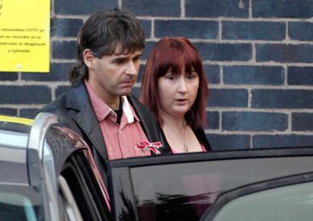 Parents of missing April Jones leaving Mold Crown Court after Mark Bridger's not guilty plea.
