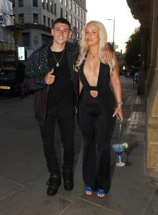 Phil Foden and his wife at Kevin De Bruyne's leaving party.