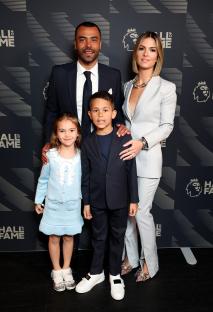 Ashley Cole with his wife and children at the Premier League Hall of Fame.