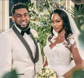 Porscha and Terence on their wedding day.