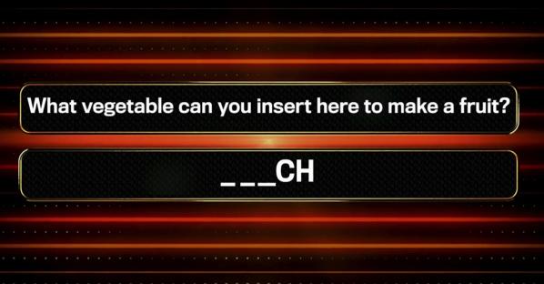 Screenshot of a game show question: 