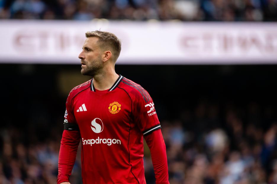 Luke Shaw of Manchester United in action.