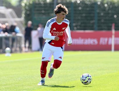 Max Dowman of Arsenal U18 during a soccer match.