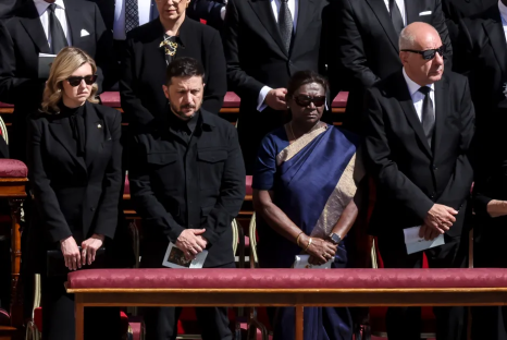 Mourners at a funeral service.