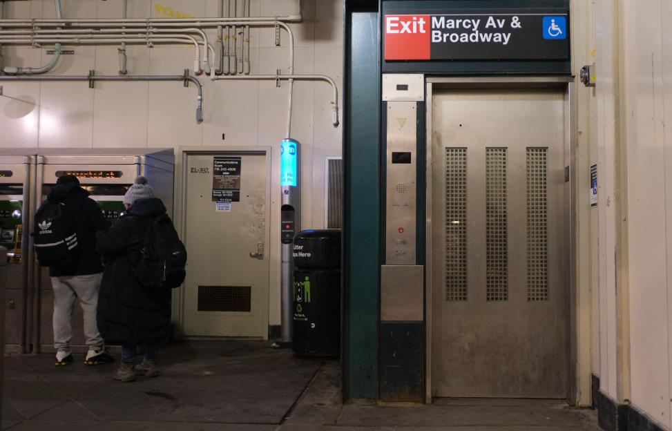 MTA elevator in Brooklyn's Marcy Avenue JMZ subway station.