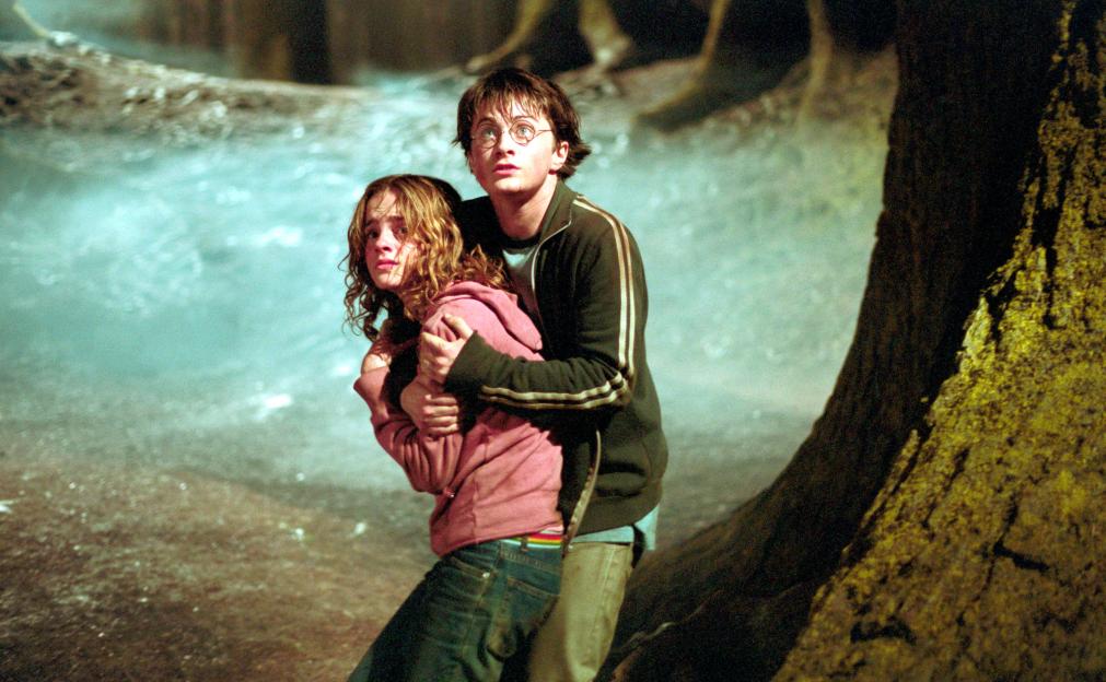Harry Potter and Hermione Granger in a scene from Harry Potter and the Prisoner of Azkaban.