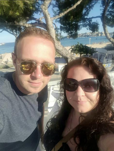 Selfie of a couple on vacation.