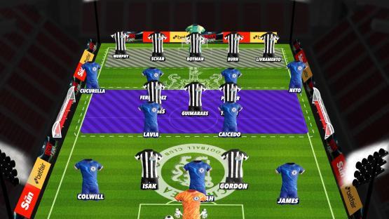 Illustration of Newcastle vs Chelsea football formations.