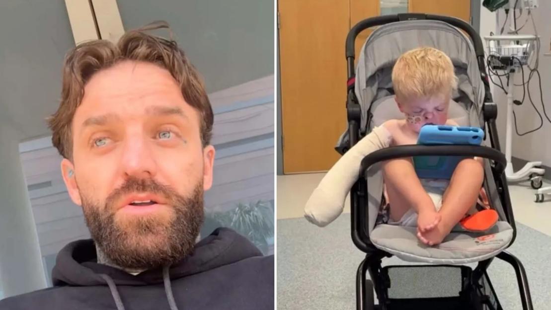 Geordie Shore star Aaron Chalmers’ ‘distressed’ son Oakley back in hospital as his mum shares heartbreaking update