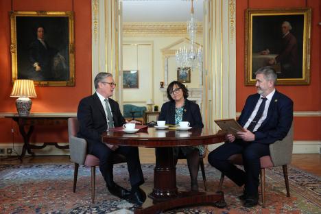 UK Prime Minister Keir Starmer meeting with Figen and Stuart Murray, parents of a Manchester Arena bombing victim.