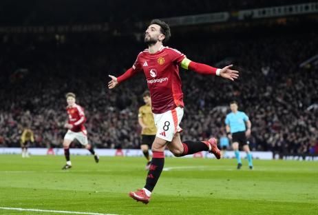Bruno Fernandes of Manchester United celebrating a goal.