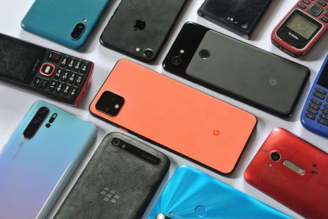 Collection of various brand smartphones.