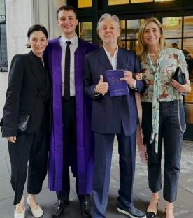 Elliot Donald, Paul McCartney's grandson, at his NYU graduation with family.