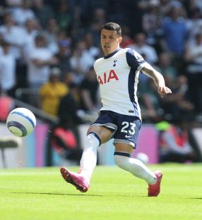 Pedro Porro of Tottenham Hotspur playing soccer.