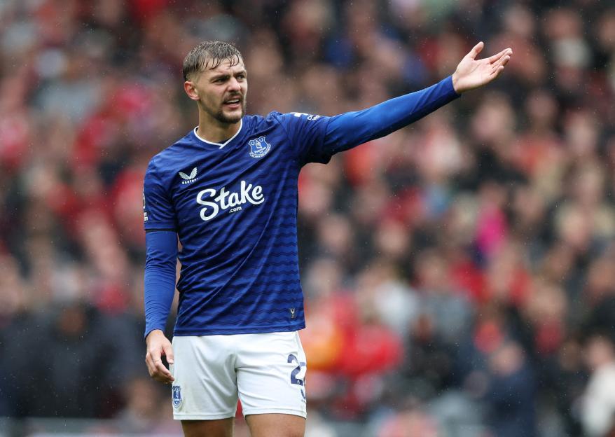 Kiernan Dewsbury-Hall picks up booking in most bizarre way during Everton’s Merseyside derby loss vs Liverpool