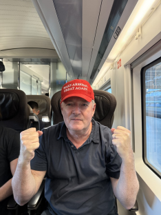 Man on train wearing