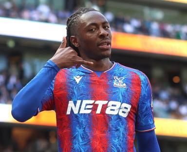 Eberechi Eze of Crystal Palace celebrates a goal.