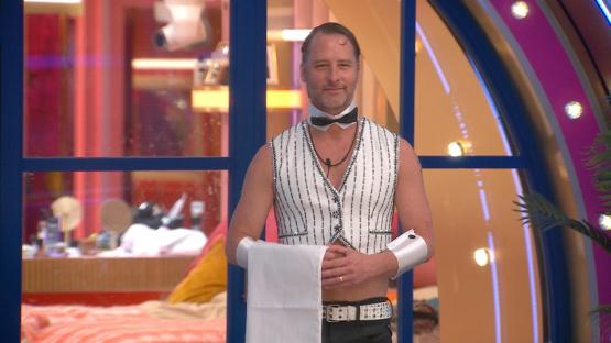 Chesney Hawkes in a waiter's outfit on Celebrity Big Brother.